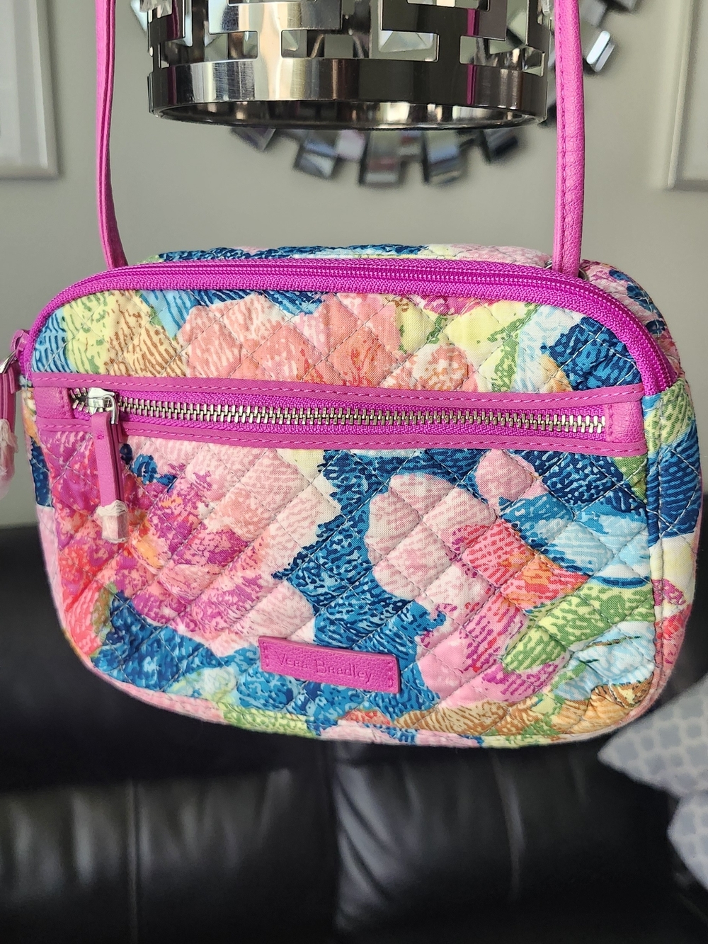 Vera Bradley Teal And Pink Floral Quilted Bag - Picture 2 of 7